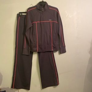 IZOD Tracksuit - Gray, Hot Pink - Jacket and Pants - Size Large - Zipper Pants
